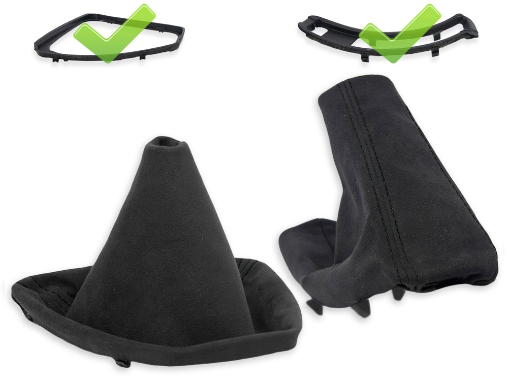 FOR BMW E90 E91 GEAR SHIFT + HANDBRAKE GAITER ALCANTARA STITCHING BLACK + FRAME