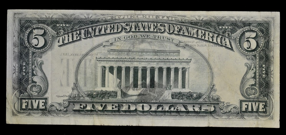 1977-A $5 ERROR NOTE ✪ WET INK TRANSER ✪ BILL VF FRONT TO BACK 100% ◢TRUSTED◣