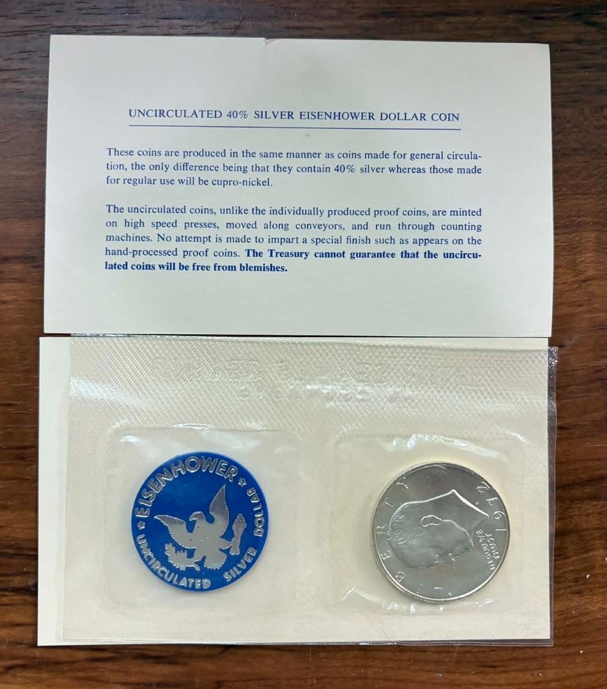 1972-S Uncirculated Eisenhower Dollar 40% Silver Original Packaging