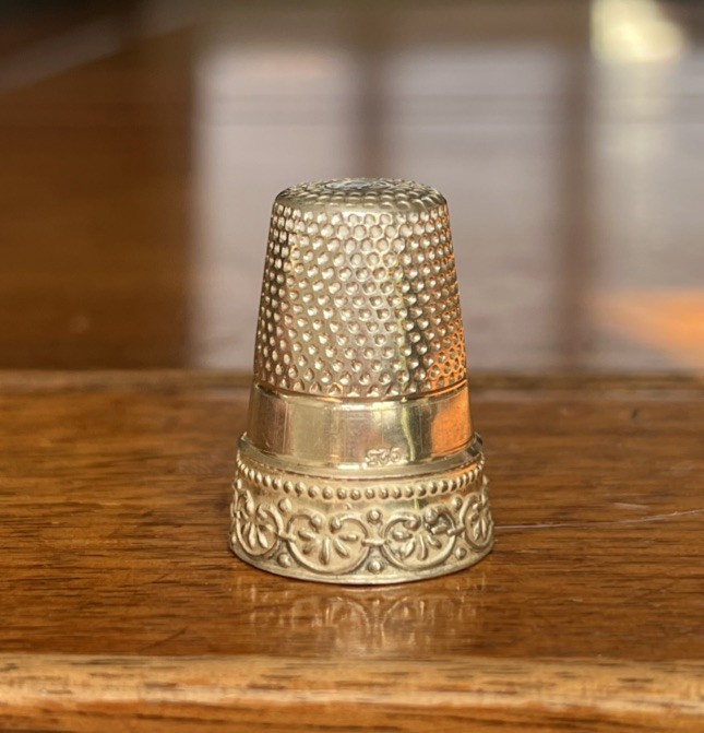 Vintage Sterling Silver Embossed  Design Thimble, marked 925