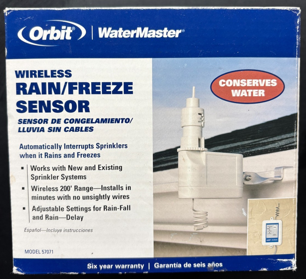 Orbit Wireless Rain/Freeze Sensor (Model 57071 Range, Automatic, New Open Box.