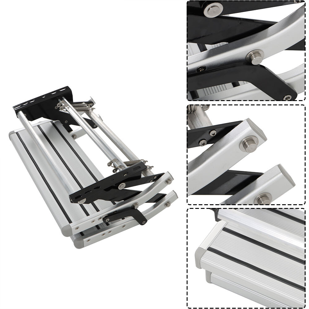 LABLT Two Step Camper Platform Steps Stair Manual Pull Out Retractable Anti-Slip