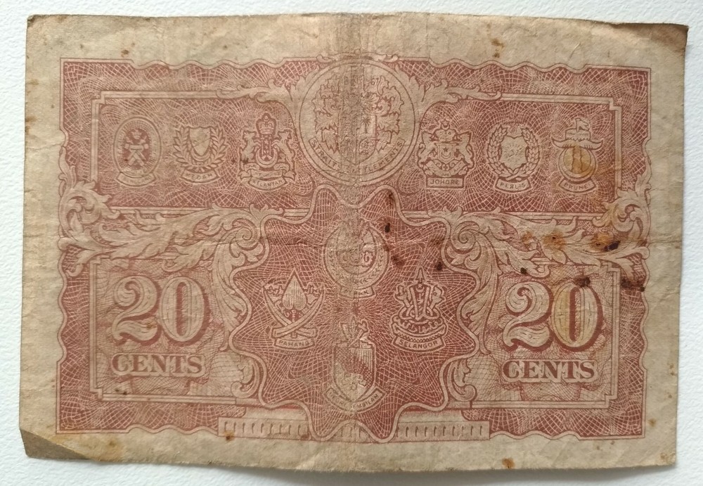 1941 Malaya 20 cent Banknote great item!