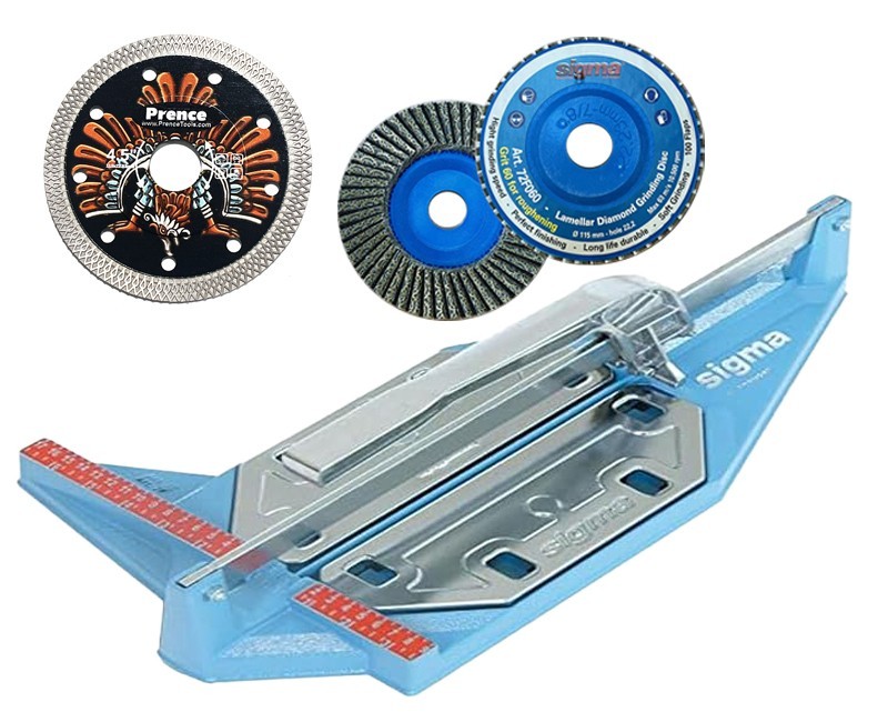 SIGMA 7F Pull Tile Cutter +Diamond Flap Disc & Diamond Mesh Blade SHIPS FROM USA
