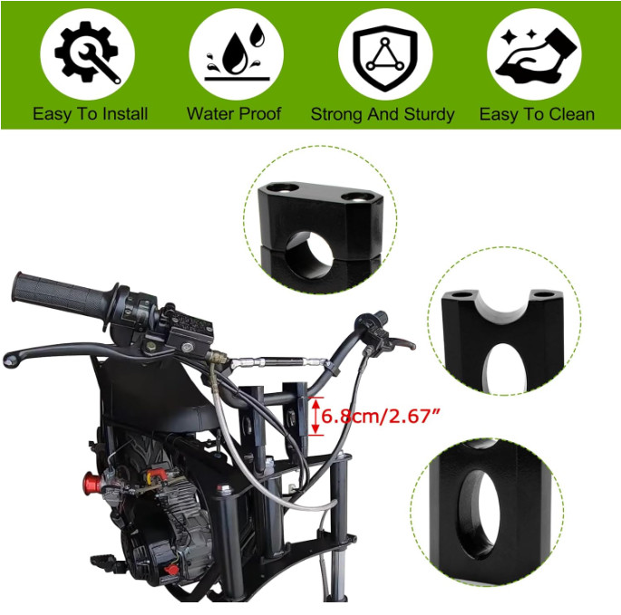 7/8 Handlebar Risers - 22 mm Mount Clamp for Black