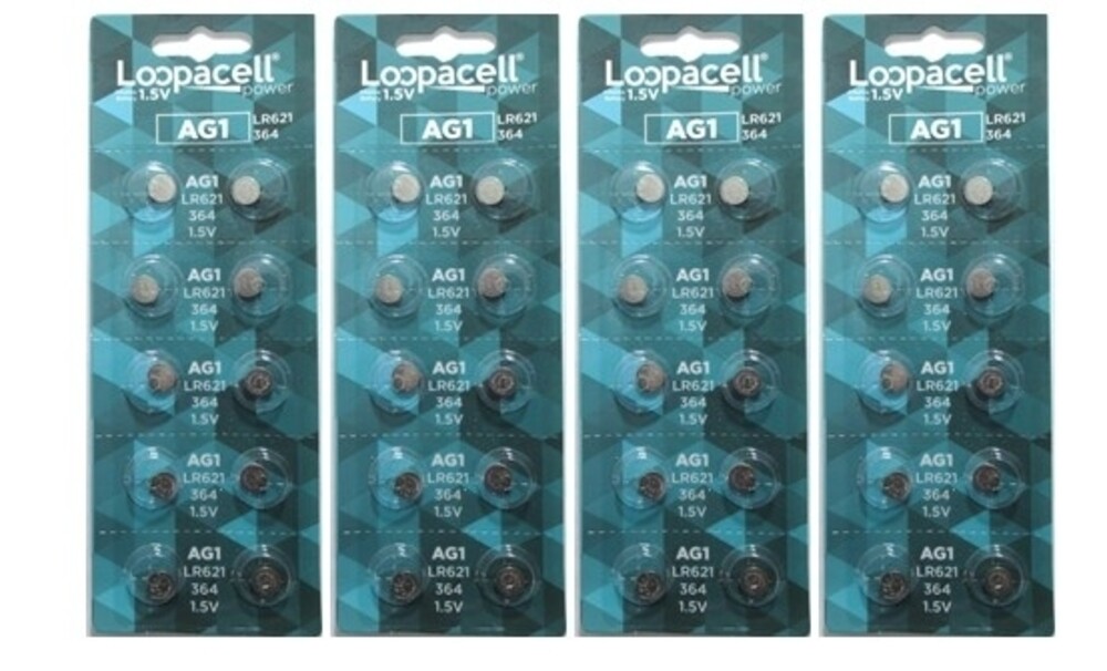 40 x AG1 Alkaline Button Cell LOOPACELL Watch Batteries