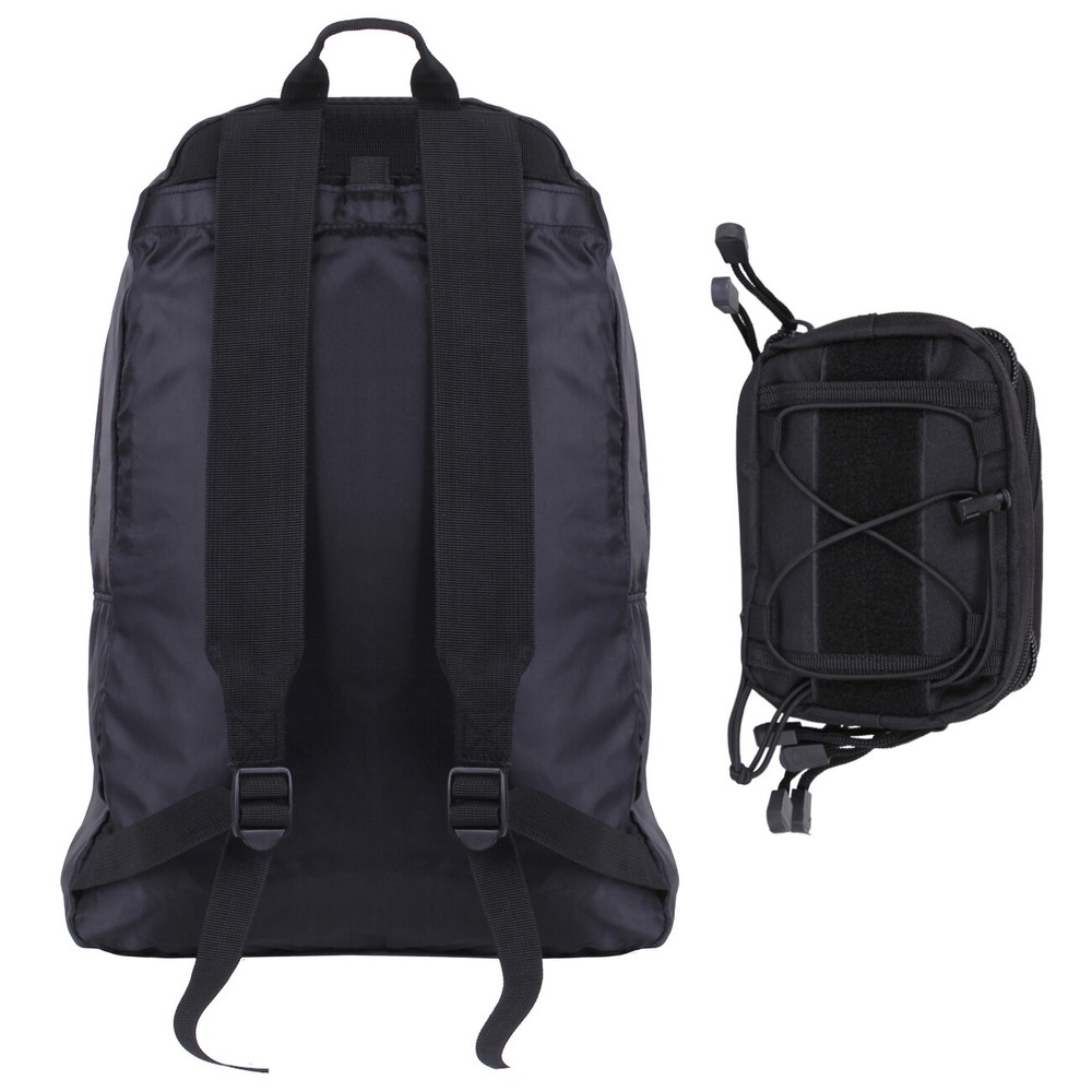 Black Tactical Foldable Backpack With MOLLE, Hook & Loop Field 600D Polyester