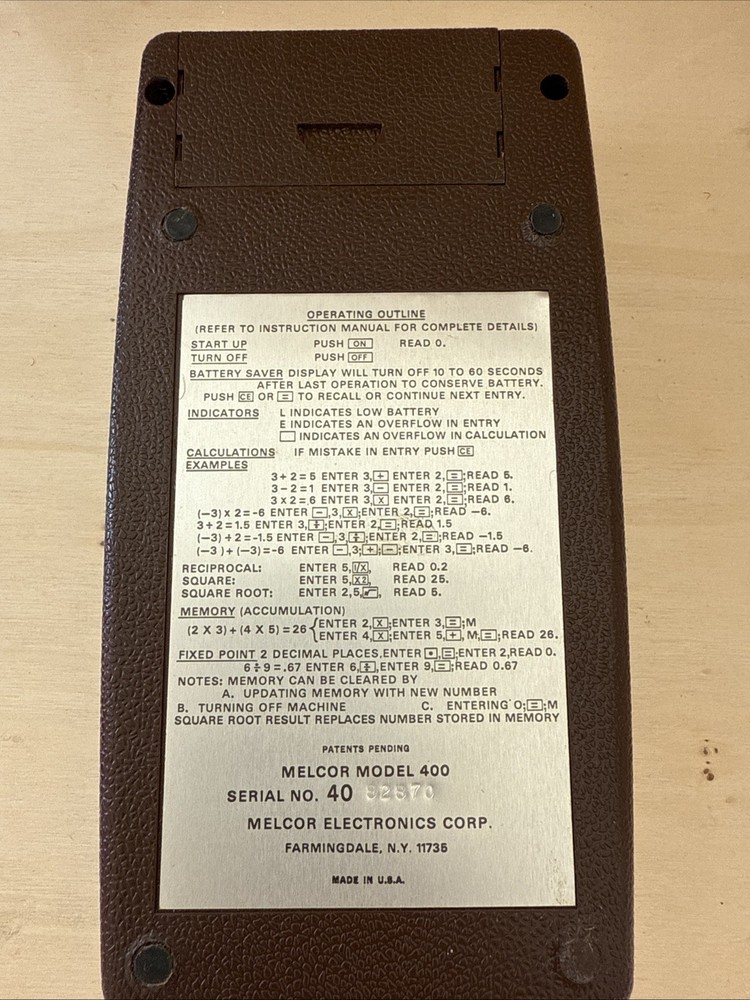 Vintage Melcor 400 Calculator Untested