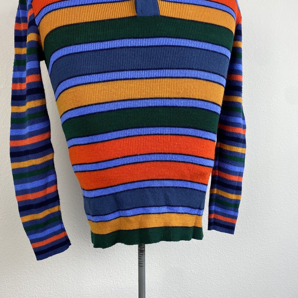 1970s Multicolor V-Neck Groovy Sweater