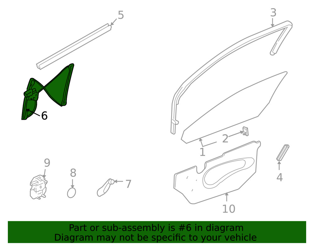 Genuine GM Front Driver Side Power Window Regulator without Motor 89044649