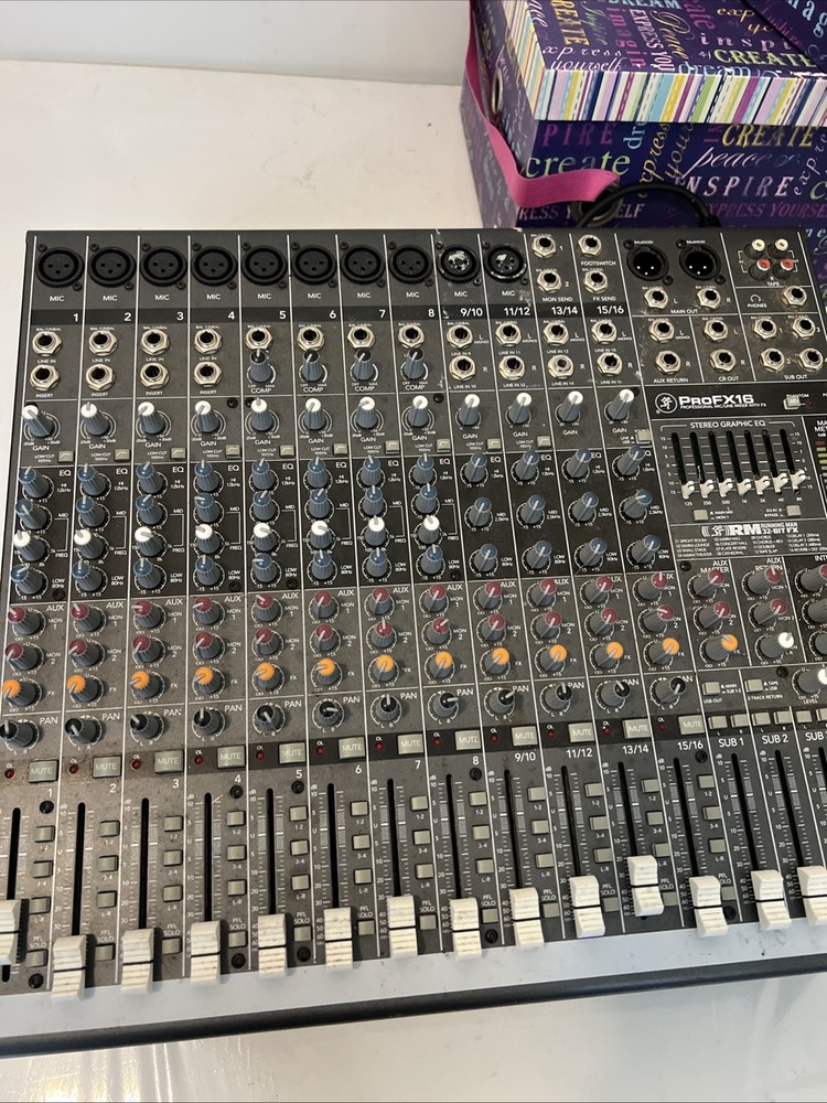 Mackie ProFX16 16-Line Mixer Effects Processor Powers On Tested & Works Great