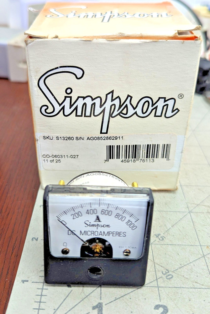 0-1000 DC MICROAMPERES PANEL METER SIMPSON S13260 NEW IN BOX [RSOF]