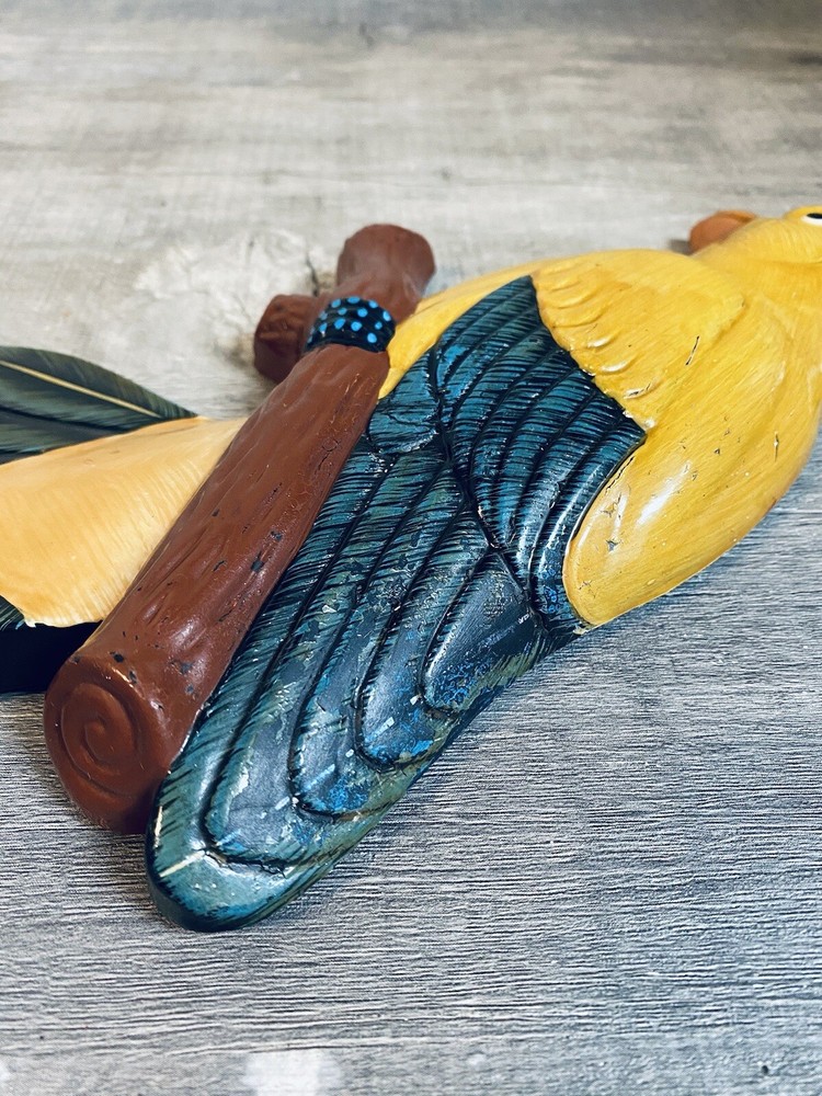 Vintage Parrot Cardinal Tropical Bird Plastic Possibly Lacquerware Wall Hanging