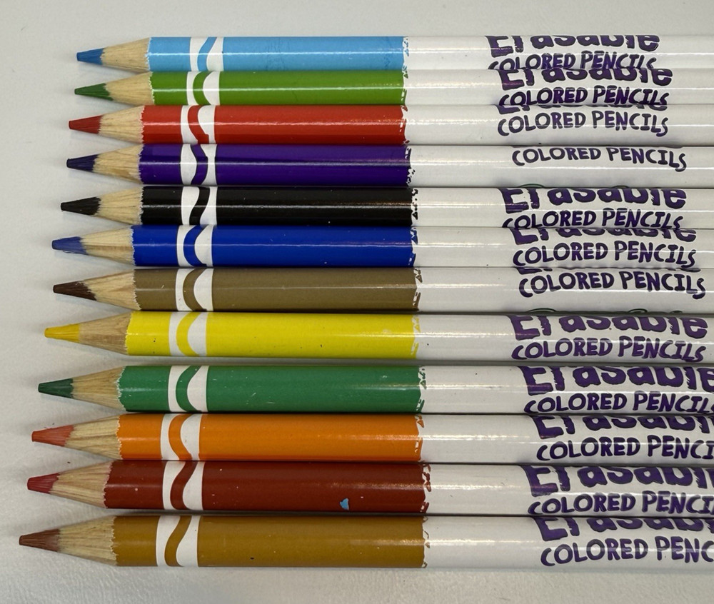 2014 12 Pack Crayola Erasable Colored Pencils Pre-Sharpened Unused READ