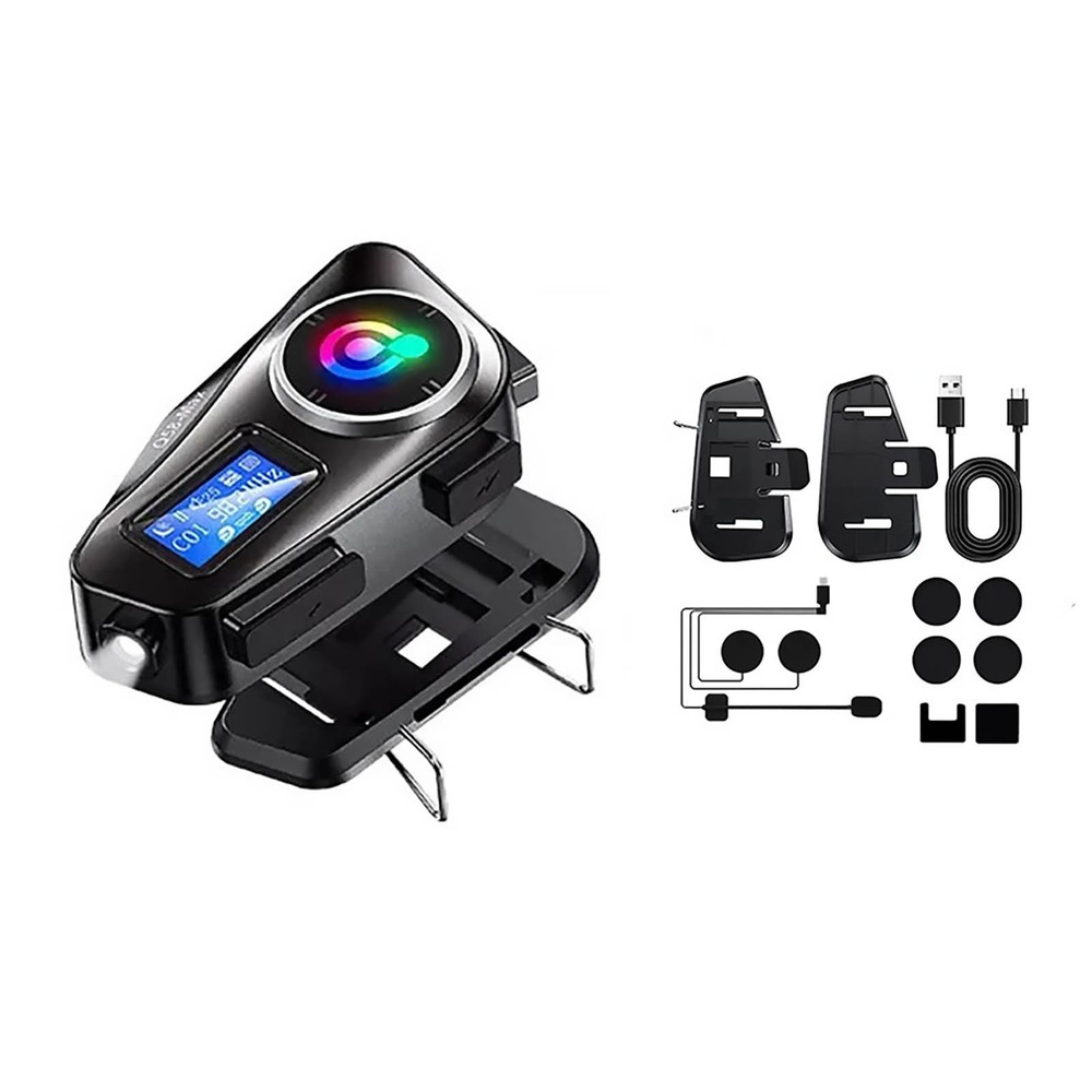 Bluetooth Headset Motorcycle Intercom Helmet LCD Waterproof maximum 32G