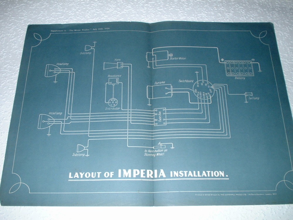 IMPERIA SYSTEM WIRING LAYOUT DIAGRAM. 1928