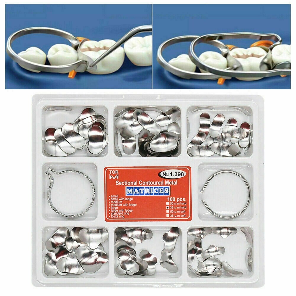 Dental Matrix Bands Metal Sectional Contoured Matrices Teeth Seperating Ring