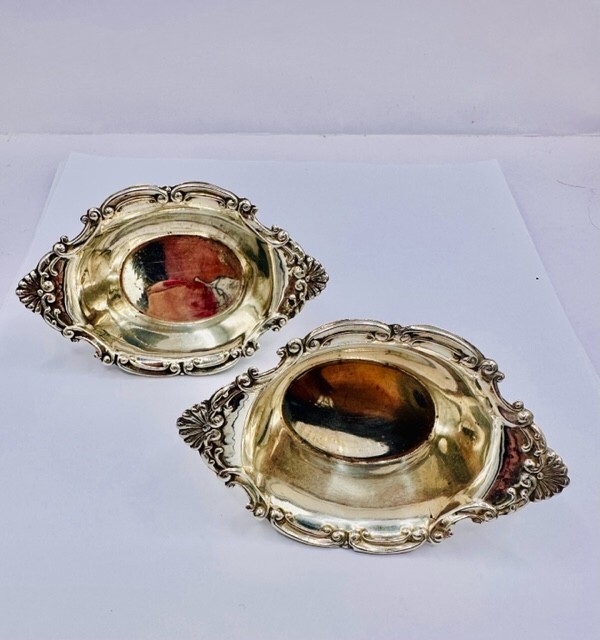 2x Vintage Ornate Baskets Solid Sterling Silver 925 Dishes 43g Table Ware