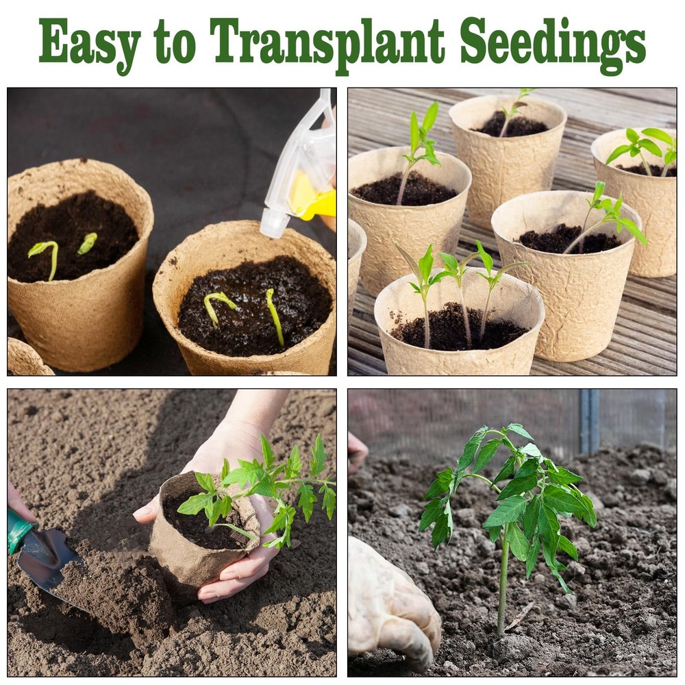 INCIKITI Biodegradable Peat Pots for Seedling - 120 Pack 3.15 inch Biodegrada...