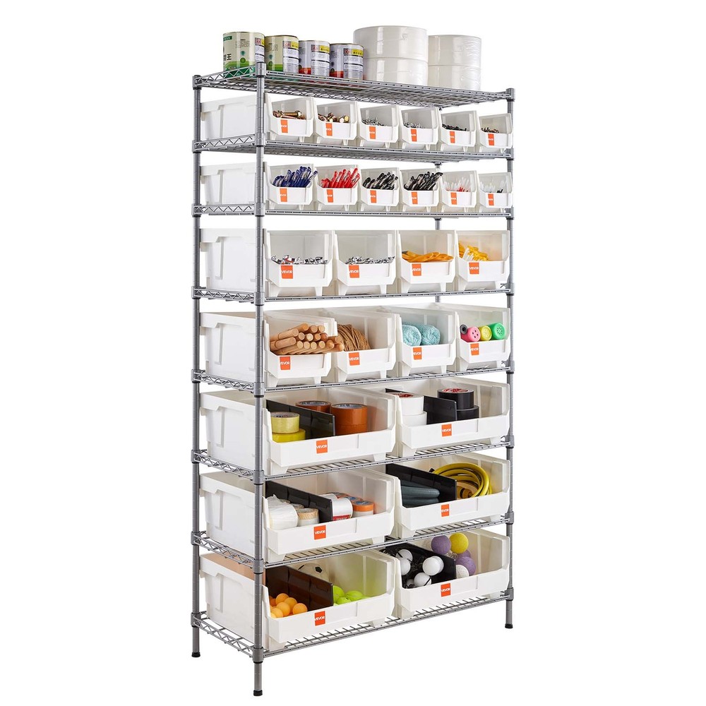 VEVOR Rolling Bin Storage Rack 8-Tier Bin Rack Storage System with 26 Bins