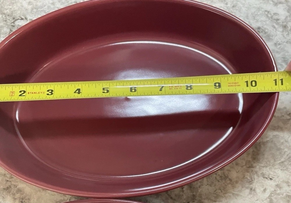Temp-tations Presentable Ovenware 2pc Oval Ceramic Baking Dishes Burgundy