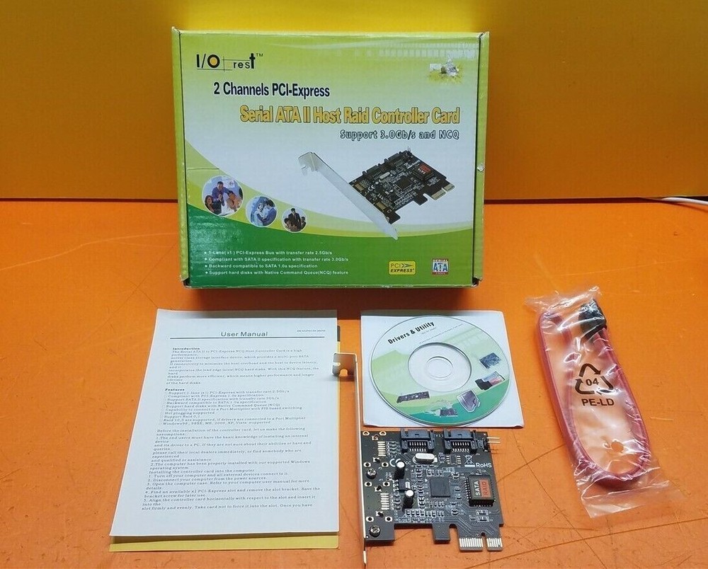 ⭐️⭐️⭐️⭐️⭐️ 2 Channels PCI-E Serial ATA II Host Raid Controller Card SY-PEX40015