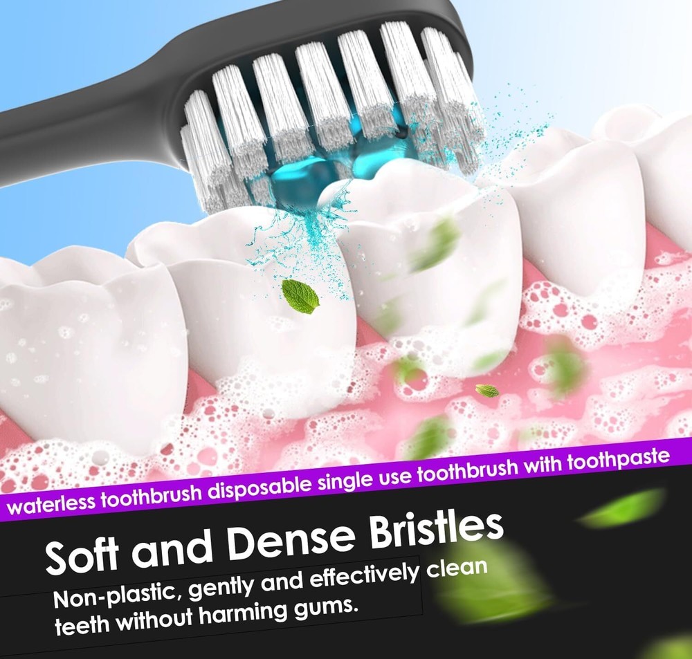 Mini Disposable Toothbrushes with Toothpaste Pre-Pasted Fluoride Paste 2 Mint...