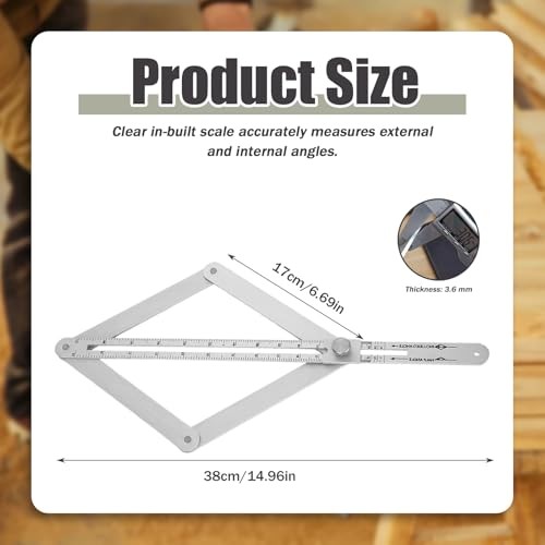 Corner Angle Finder Tool, Miter Saw Protractor with Scale, Miter Angle Silver