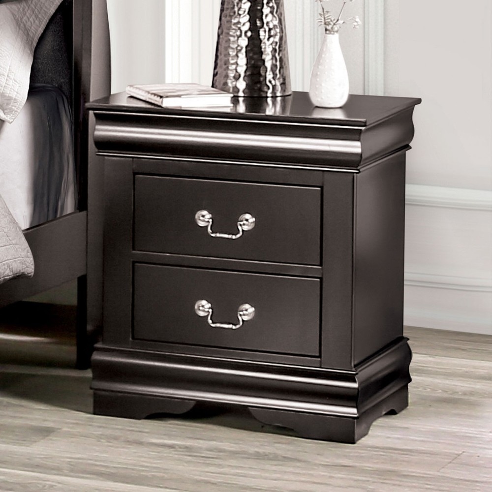 Louis Philippe Transitional Style Queen Size 6pc Bed Set Black Finish