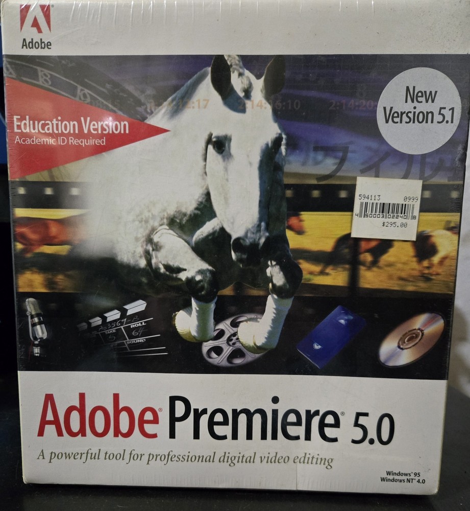 (Sealed) Adobe Premiere 5.0 Academic Video Editing Software, Windows 95/NT 4.0