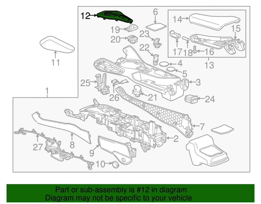 Genuine GM Silver Front Floor Console Trim Plate 84637641