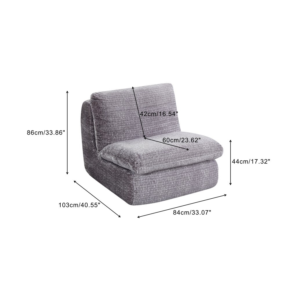 Liyasi Full Compression Sofa Chair, Ergonomic Design, Stable Construction, Grey