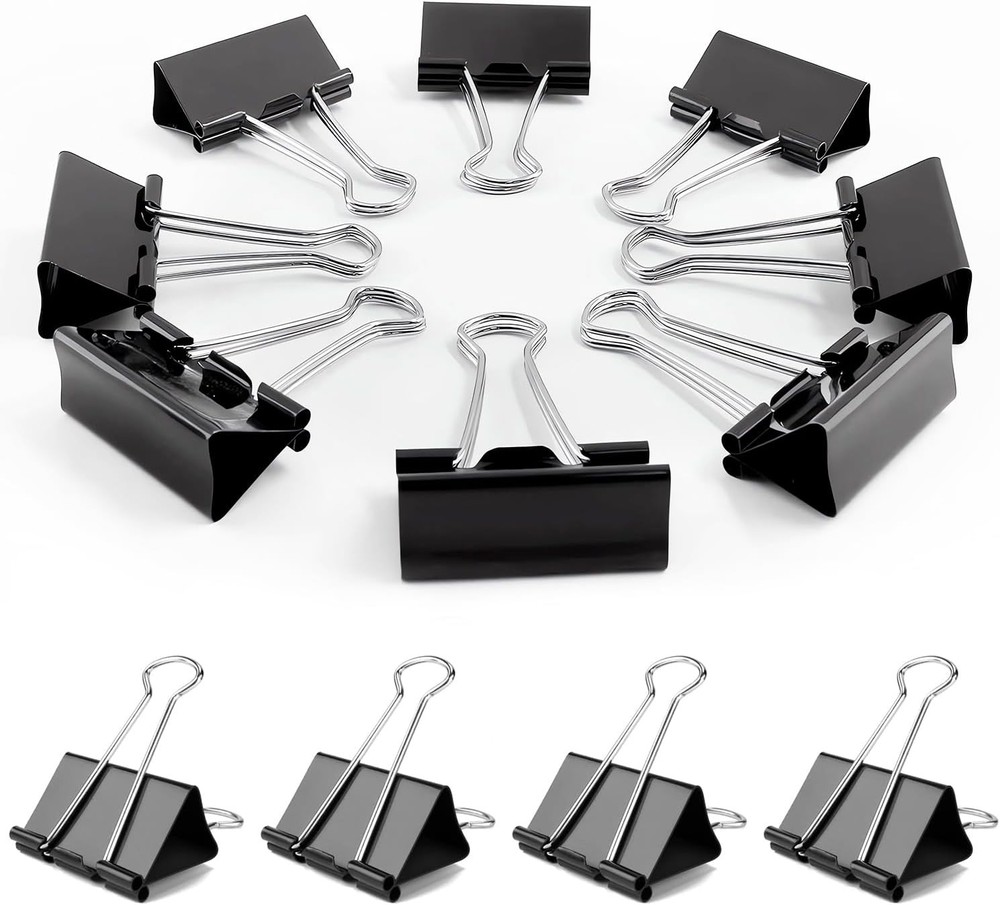 Medium Binder Clips, 72Pack, 1inch, Black Paper Medium, Small,