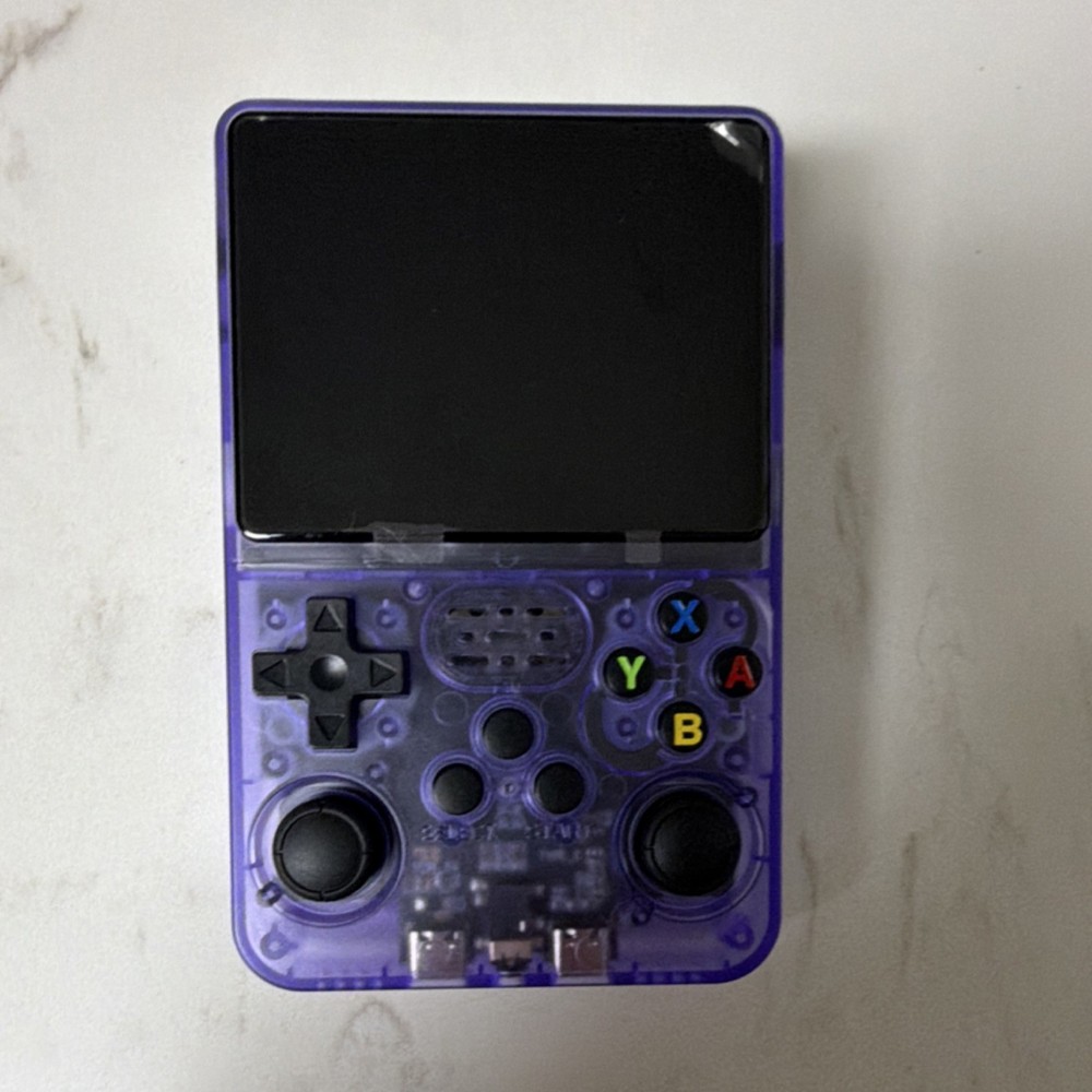 R36S Open Source Handheld Game Console Purple Transparent USB-C