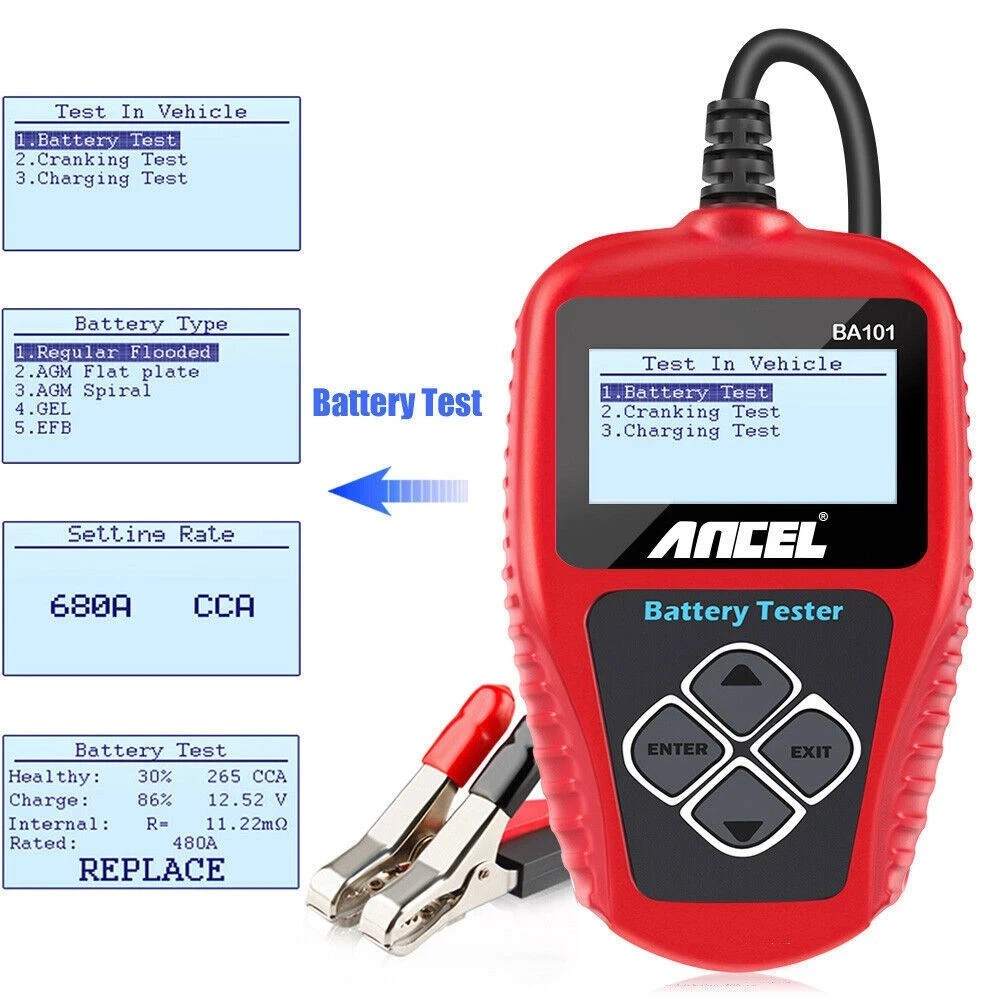 ANCEL BA101 12V 100-2000 CCA Car Load Battery Tester Tool Digital Analyzer