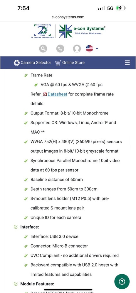 TARA Stereo Vision USB 3.0 Camera