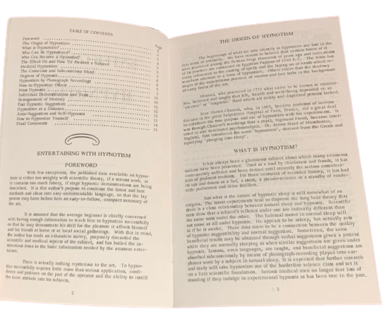 ENTERTAINING WITH HYPNOTISM Book Hypnosis Magic Trick Mental Mind Reading ESP