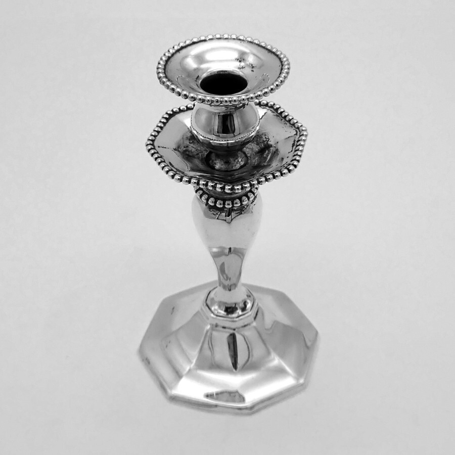 Candlestick Beaded Rims Mauser Sterling Silver 1890s