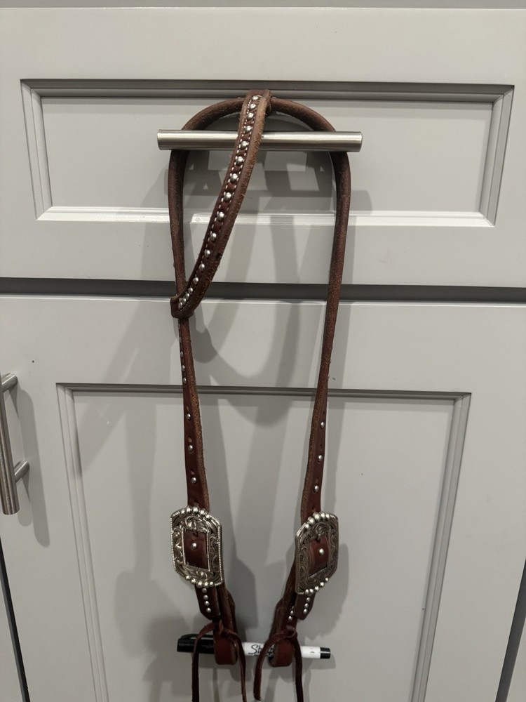 blinged Western Leather Breast Collar Headstall Set