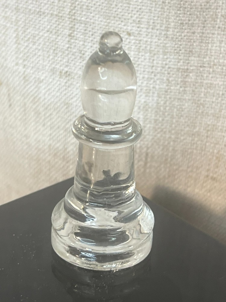 Vintage GLASS CHESS SET Replacement Game Piece~Clear Bishop