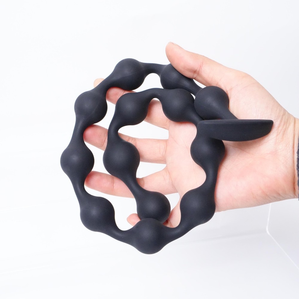 Soft Silicone Beads Plug Long Black Balls Plug Extreme Spreader Dilator