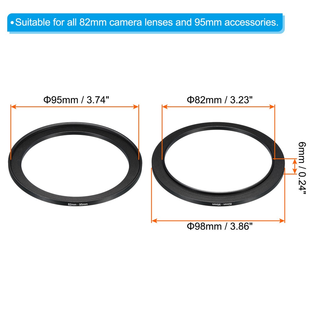 82mm-95mm Metal Step Up Ring Camera Lens Filter Adapter Ring Black