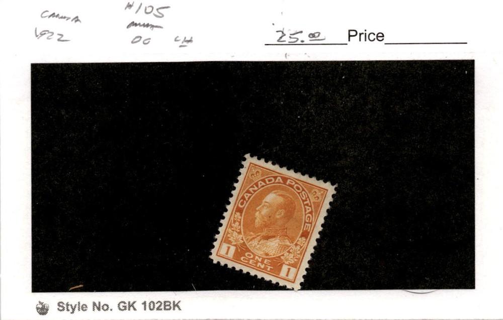 Canada, Postage Stamp, #105 Mint Hinged, 1922 King George (AC)