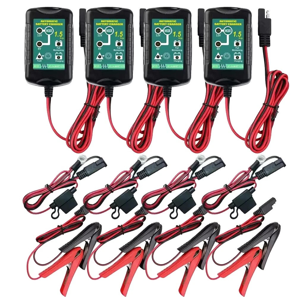 4Pack 6V 12V Automatic Battery Charger Maintainer Trickle Float Motorcycle Car
