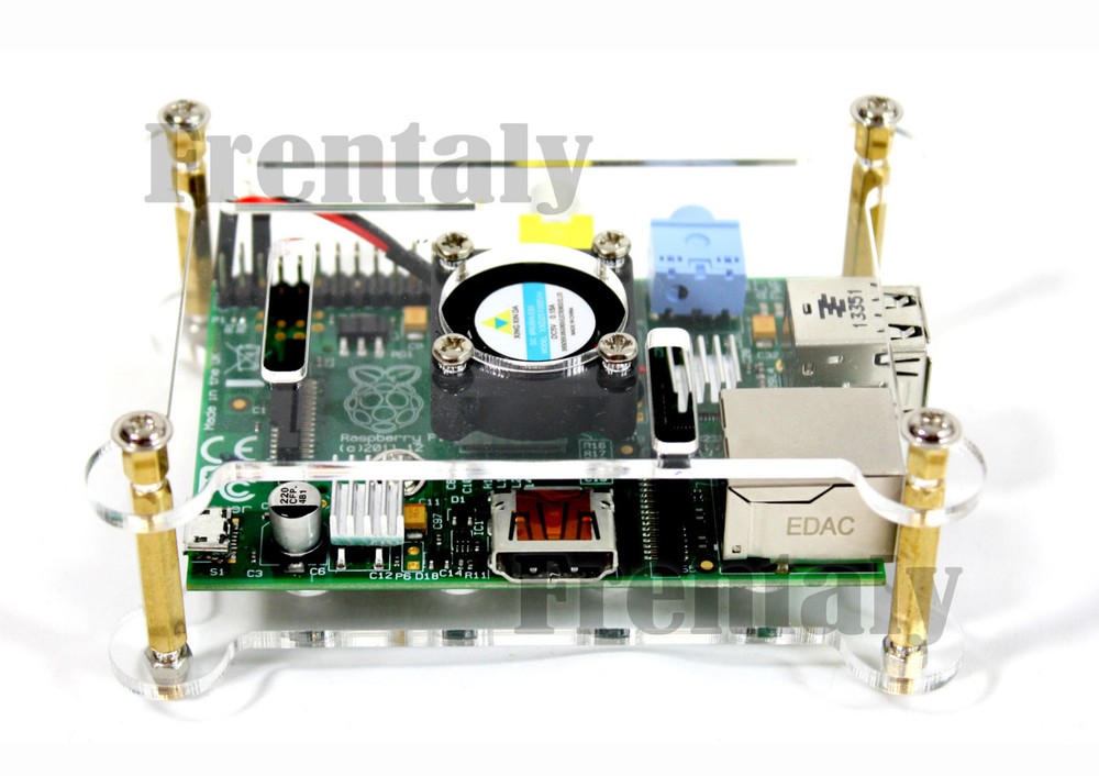 Raspberry Pi Acrylic Stackable Case, Fan, Aluminum Heatsink Best Overclock Kit