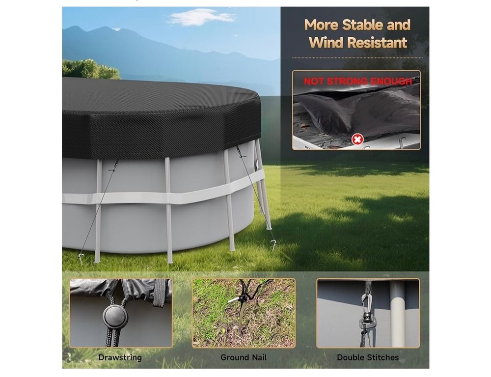 7x13 FT Oval Pool Cover with Above Ground Pool, Solar Rectangular Pool Cover NEW