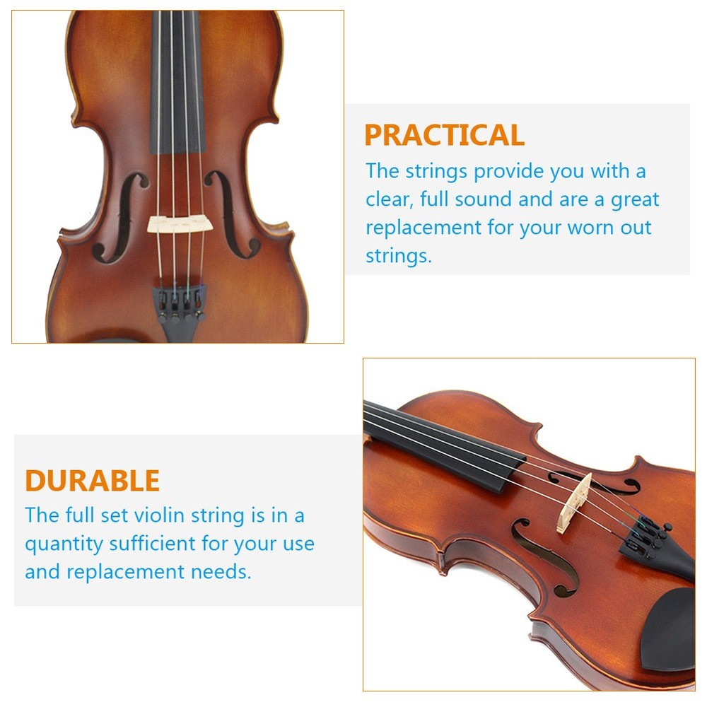 8Pcs Violin Strings Kit 4/4 String Replacements Universal Set Violin Parts