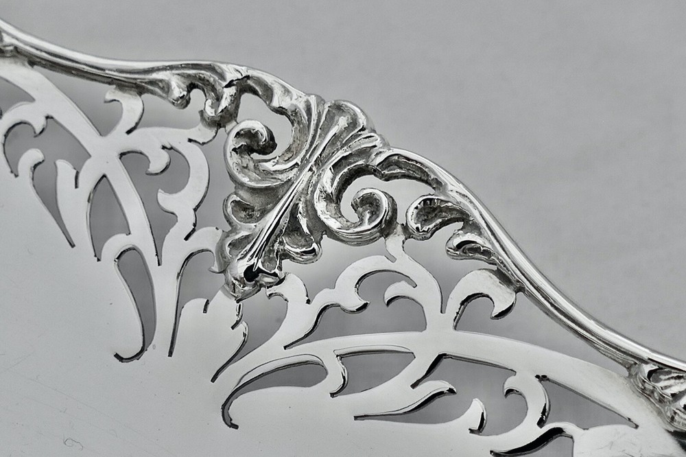 RARE GEORGE VI HM STERLING SILVER PIERCED RECTANGULAR FRUIT BOWL 1938