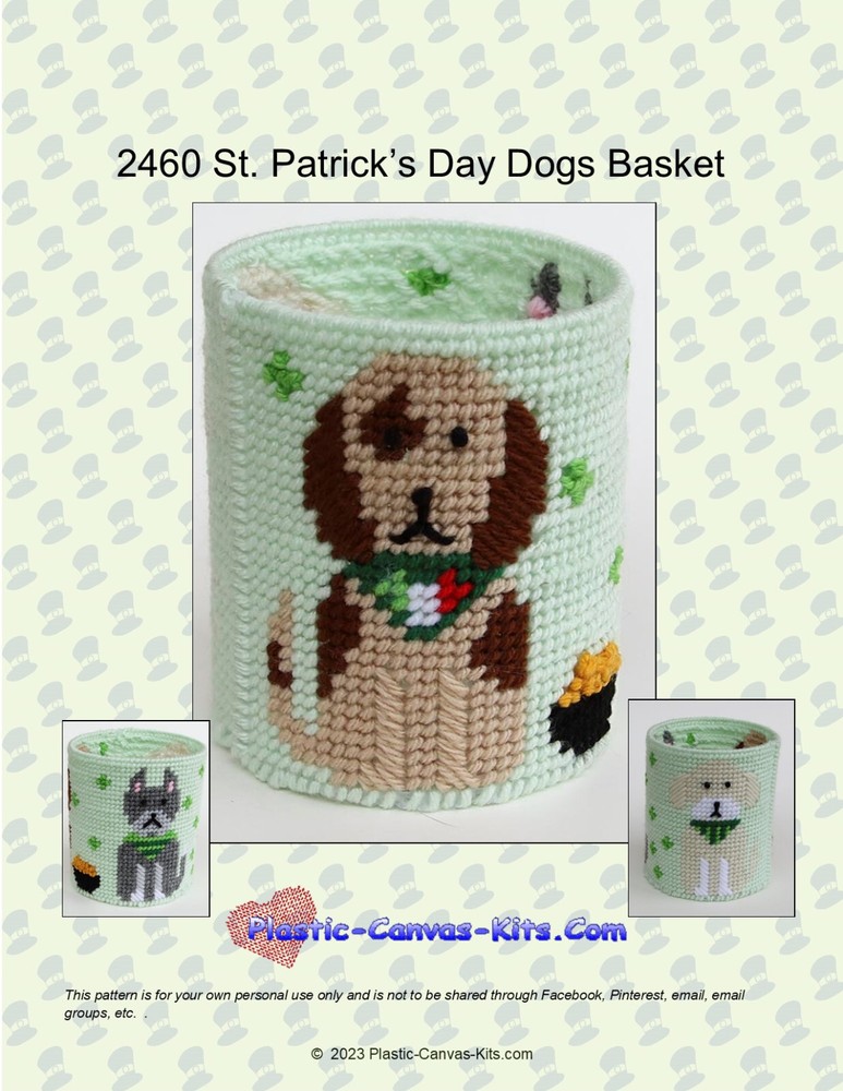 St. Patrick's Day Dog Basket-Plastic Canvas Pattern or Kit