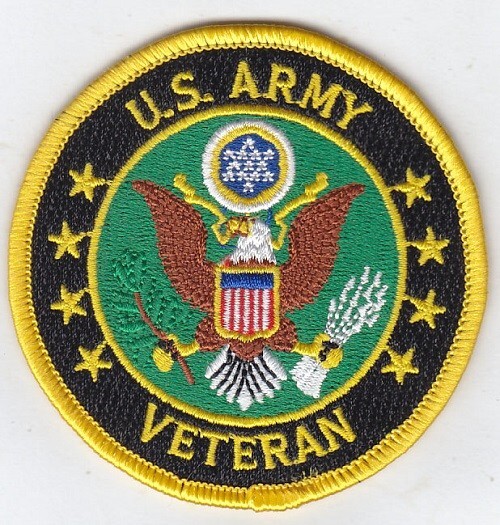 US ARMY VETERAN Embroidered Patches 3" Diameter